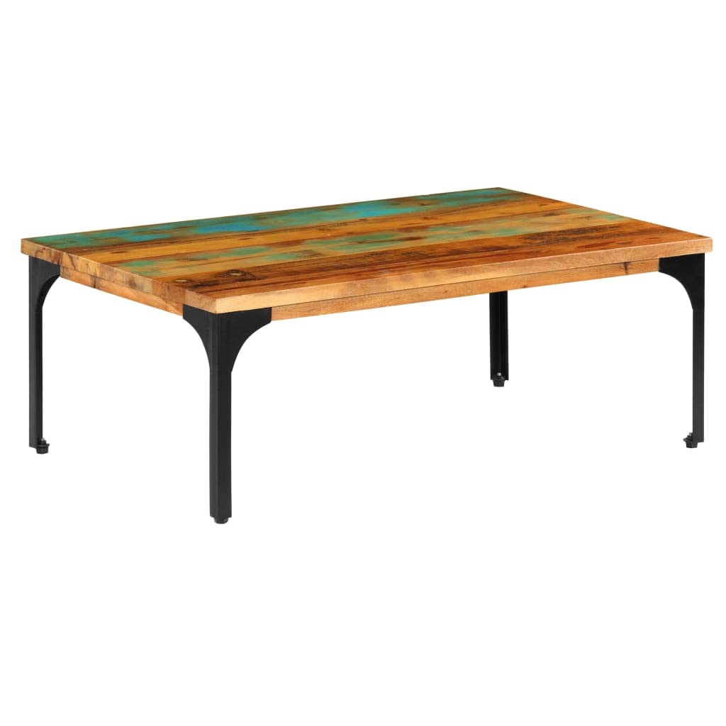 vidaXL Coffee Table Solid Reclaimed Wood - Industrial Brown Rectangular Dinner Table/Office Desk with Power-Coated Steel Frame