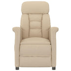 vidaXL Modern Faux Suede Leather Massage Recliner - Cream Color, Adjustable Footrest and Backrest, 6-Point Vibration Massaging Function, Durable Upholstery with Thick Padding