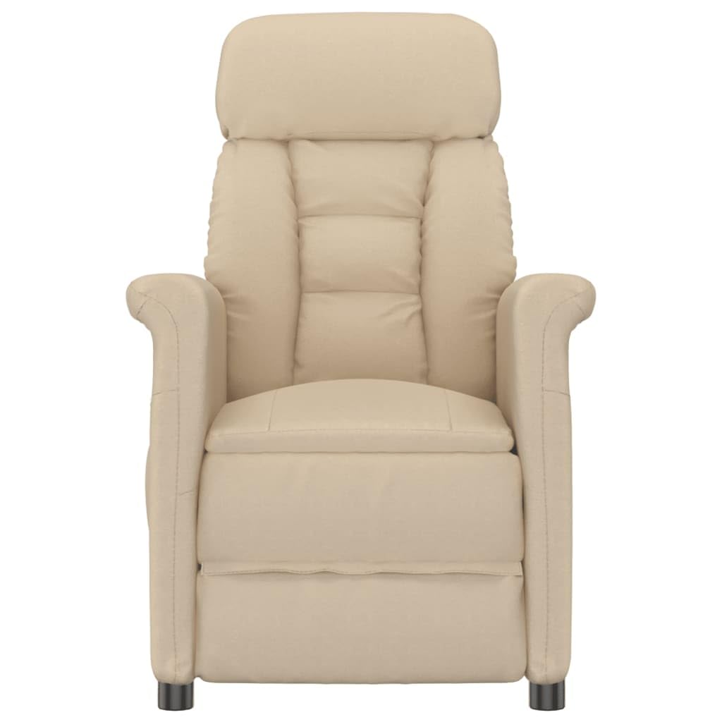 vidaXL Modern Faux Suede Leather Massage Recliner - Cream Color, Adjustable Footrest and Backrest, 6-Point Vibration Massaging Function, Durable Upholstery with Thick Padding