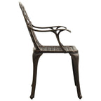 vidaXL Patio Chairs Set of 2, Cast Aluminum Seating with Ergonomic Armrests and High Backrest for Outdoor Dining and Relaxing - Bronze