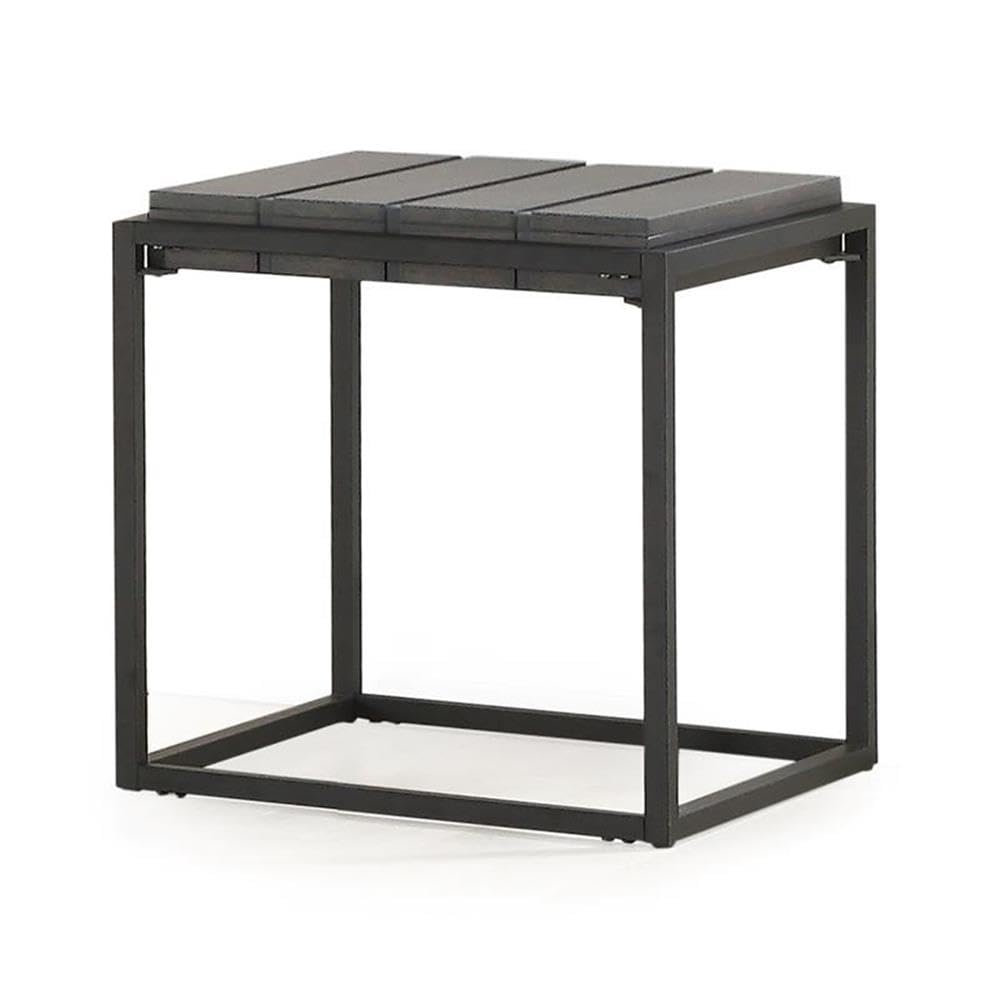 Steve Silver Co Tekoa End Table, 48-Inch Square Table, Acacia Veneers, Living Room, Iron Base, Modern Living Rooms End Table, Bedroom, Office, Contemporary Style, 22&quot; D x 22&quot; W x 24&quot; H, Black