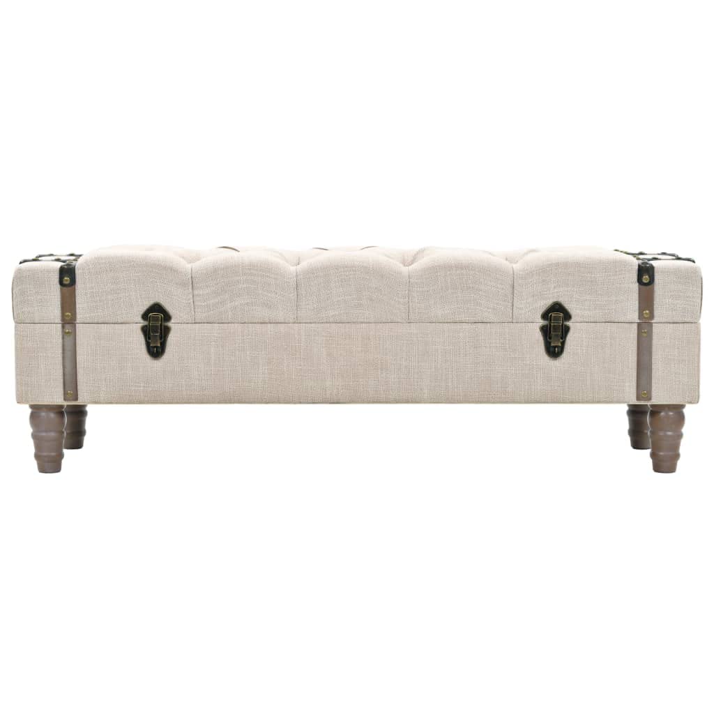 vidaXL 43.7” Cream Fir Wood & Fabric Storage Bench- Durable, Stylish & Comfortable- Ample Storage, Easy Assembly