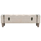 vidaXL 43.7” Cream Fir Wood & Fabric Storage Bench- Durable, Stylish & Comfortable- Ample Storage, Easy Assembly