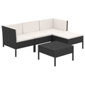 vidaXL Patio Lounge Set 5 Piece, Patio Furniture Set for Outside, Sectional Sofa with Cushions, Sofa, Farmhouse Modern, Poly Rattan Black