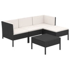 vidaXL Patio Lounge Set 5 Piece, Patio Furniture Set for Outside, Sectional Sofa with Cushions, Sofa, Farmhouse Modern, Poly Rattan Black