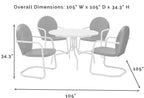 Crosley Furniture Griffith 5-Piece Outdoor Dining Set for 4, Retro Metal Round Patio Table and Chairs, White and Key Lime