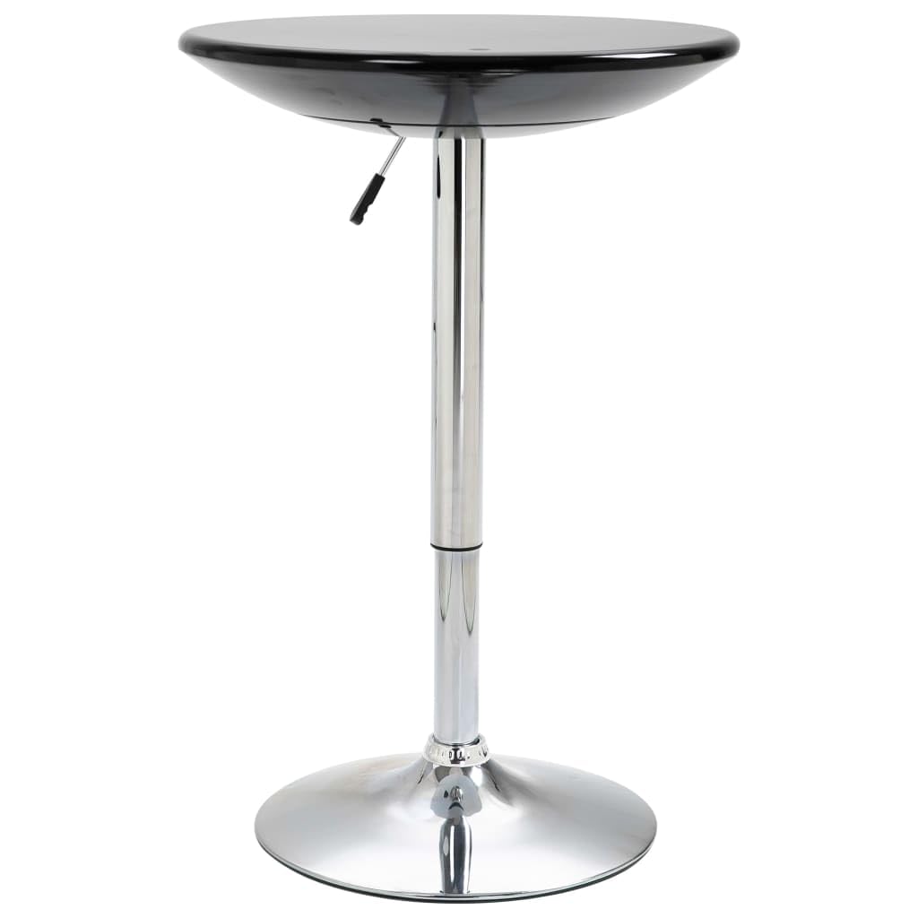 vidaXL Modern Round Black Bar Table - Adjustable Height Dining Table with ABS Top and Chromed Steel Frame - Perfect for Kitchen, Bar, Salon, and Patio.