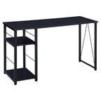 Acme Vadna Wooden Top 2-Shelf Writing Desk with Open Metal Base in Black