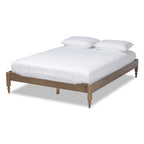 Baxton Studio Colette French Bohemian Weathered Grey Oak Finished Wood Queen Size Platform Bed Frame