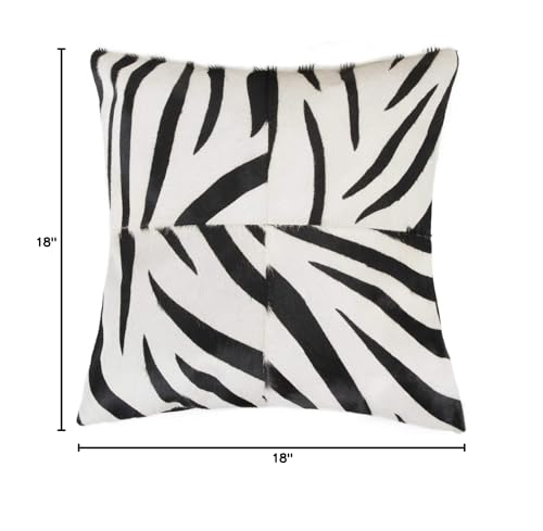 HomeRoots Kitchen Modern Decorative Quattro Pillow - 18' x 18' x 5', Zebra Black On White