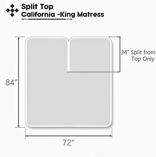 Split Cal King - 100% Cotton Split-Top-California King (Adjustable Cal King Bed Size Fitted Sheet Only) 300Tc, Solid White, Sate