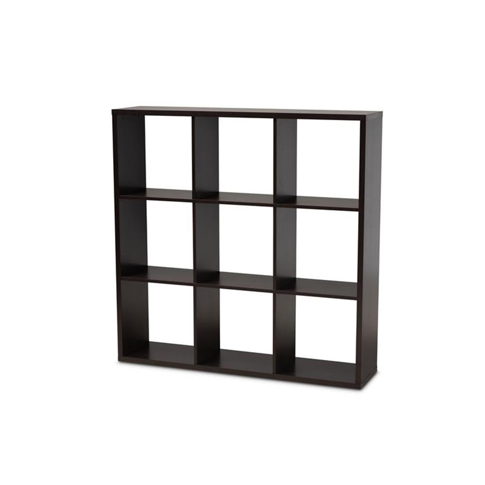 Baxton Studio Janne Modern and Contemporary Dark Brown Finished 9-Cube Multipurpose Storage Shelf