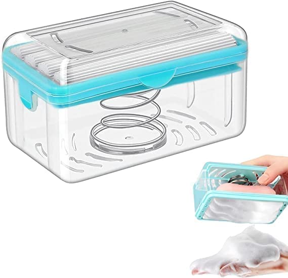Styxon Soap Holder, Dispenser Box, 2 in 1 Portable Multifunctional Soap Dish with Sawtooth Roller & Drain Holes for Bathroom |12
