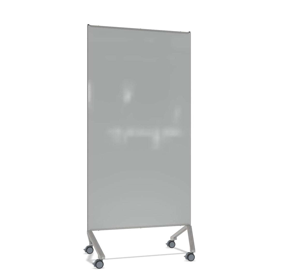 Ghent Pointe Magnetic Mobile Glassboard, Gray Painted Glass W/ Silver Frame, 77&Quot; H X 36&Quot; W