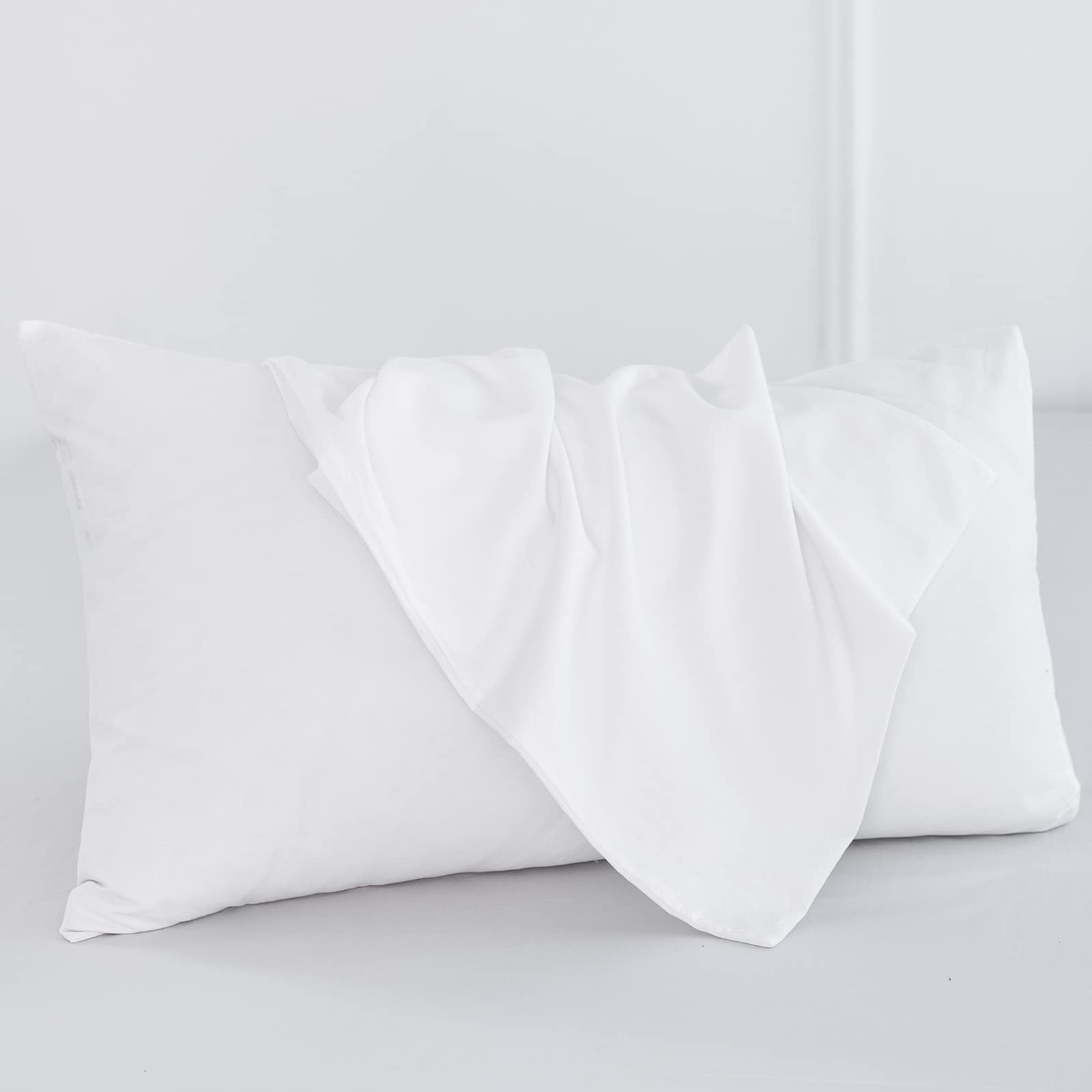 Moomee Bedding Pillowcases Pack Of 2 100% Washed Cotton Linen Like Textured Breathable Durable Soft Comfy (Off White, Standard)