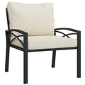 vidaXL Patio Chair - Black with Sand Cushions, Easy Assembly, Powder-Coated Steel Frame, Comfortable and Versatile, Ideal for Gardens and Terraces