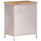 vidaXL Bedside Cabinet - Unique Bicycle Chain Wheel Door, Rough Mango Wood, Space-Savvy with Drawer for Storage, Requires Assembly