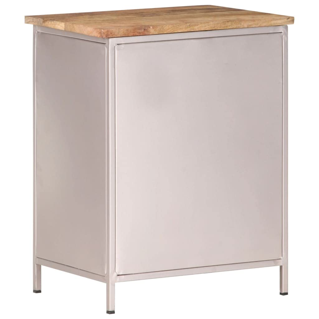 vidaXL Bedside Cabinet - Unique Bicycle Chain Wheel Door, Rough Mango Wood, Space-Savvy with Drawer for Storage, Requires Assembly