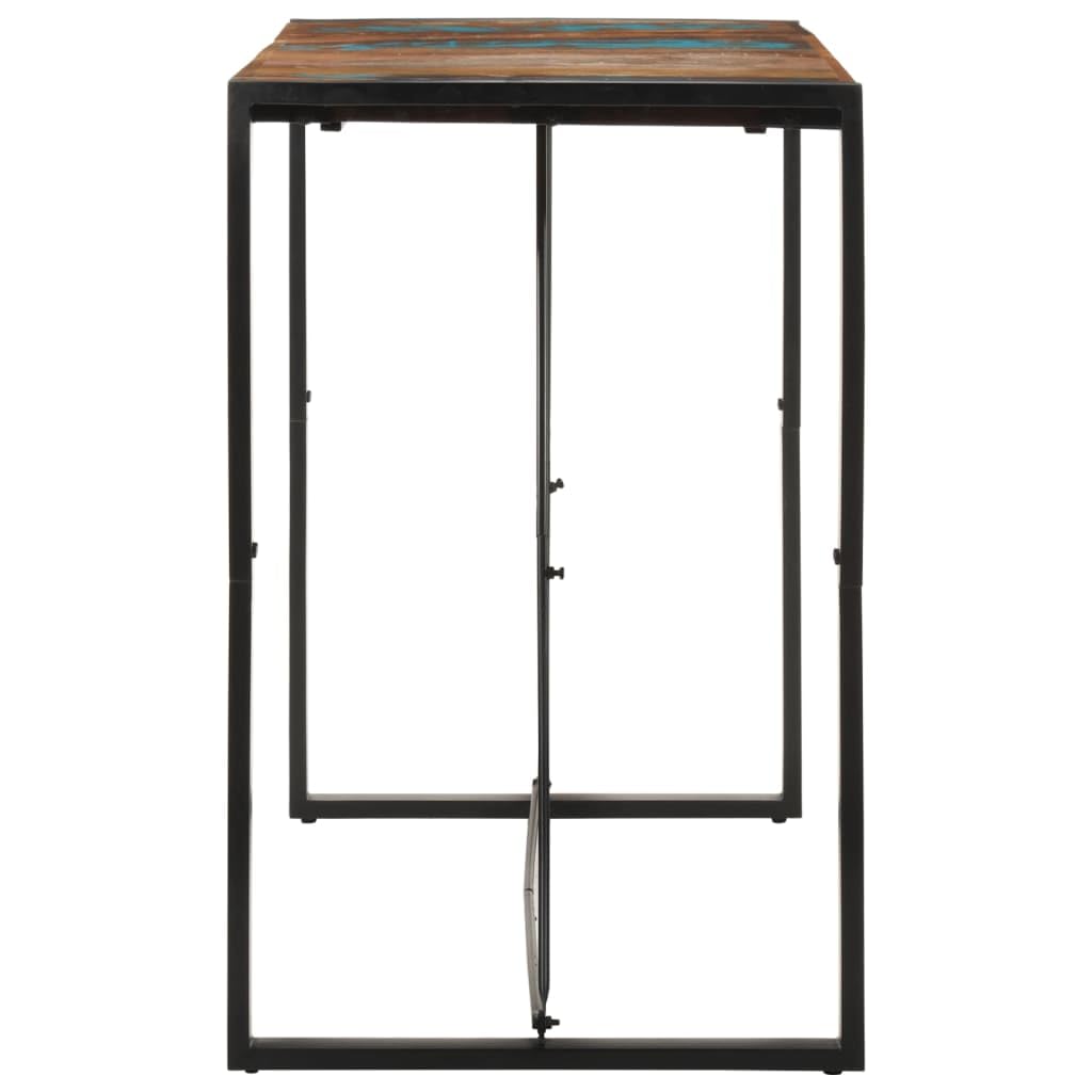 vidaXL Solid Wood Reclaimed Bar Table - Industrial Style Black Iron Frame Bistro Table for Dining Room, Kitchen, Pub