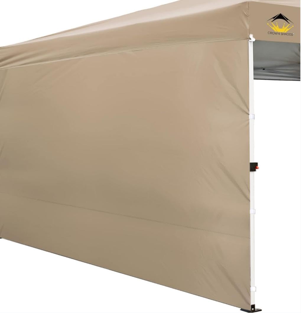 Crown Shades Sunwall Silver Coated For 8X8 Pop Up Canopy Tent, 1 Pack Sidewall Only With Silver Coating (1 Pack, Khaki)