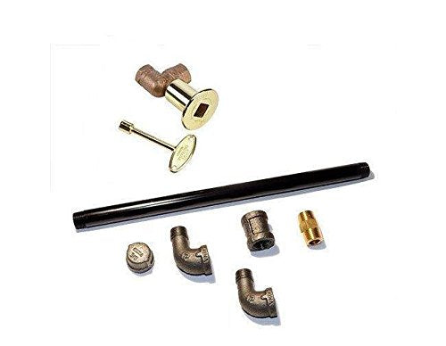 Hpc Fire Angled Black Steel Gas Log Lighter Brass Valve Kit (Av17Pbn), 17-Inch, Natural Gas