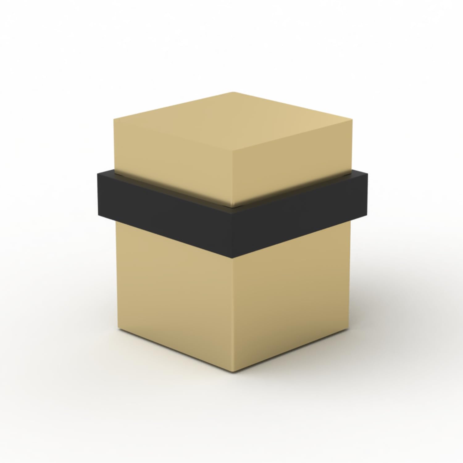 Mega Handles Square Floor Door Stopper - Wall Protectors From Door Knobs - Satin Brass - 1.5 Inch