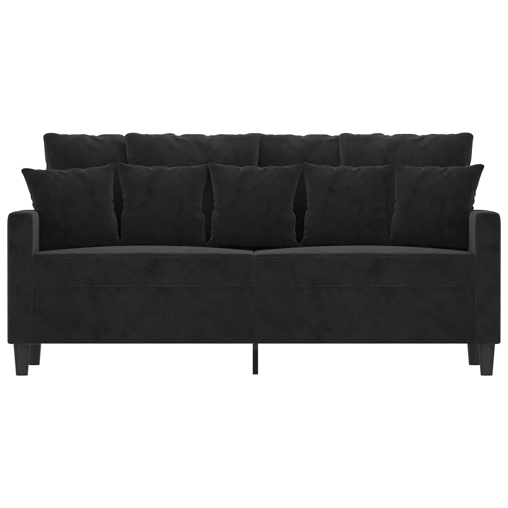 vidaXL Modern 2-Seater Sofa in Black Velvet - Comfortable Upholstered Couch with Sturdy Metal Frame for Lounge, Living Room or Office