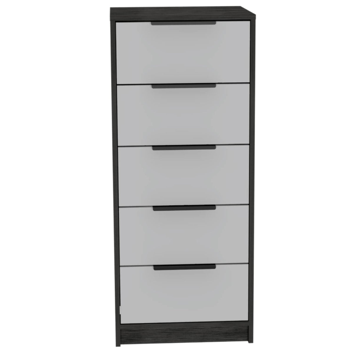 Dresser 42&quot; H, 5 Drawer, Vertical Dresser, White/Smokey Oak