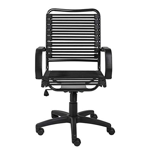 HomeRoots 23.04&quot; X 25.6&quot; X 41.74&quot; Black Flat Bungie Cords High Back Office Chair with Graphite Black Frame and Base