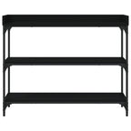 vidaXL Long Rectangular Console Table in Black, Engineered Wood and Metal Frame, Spacious Storage, Adjustable Feet for Stability, 39.4"x11.8"x31.5"