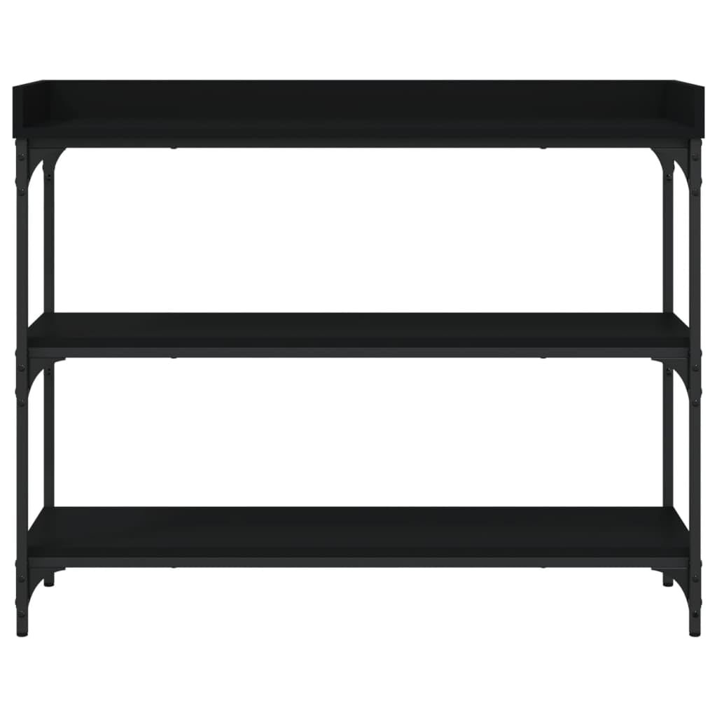 vidaXL Long Rectangular Console Table in Black, Engineered Wood and Metal Frame, Spacious Storage, Adjustable Feet for Stability, 39.4"x11.8"x31.5"