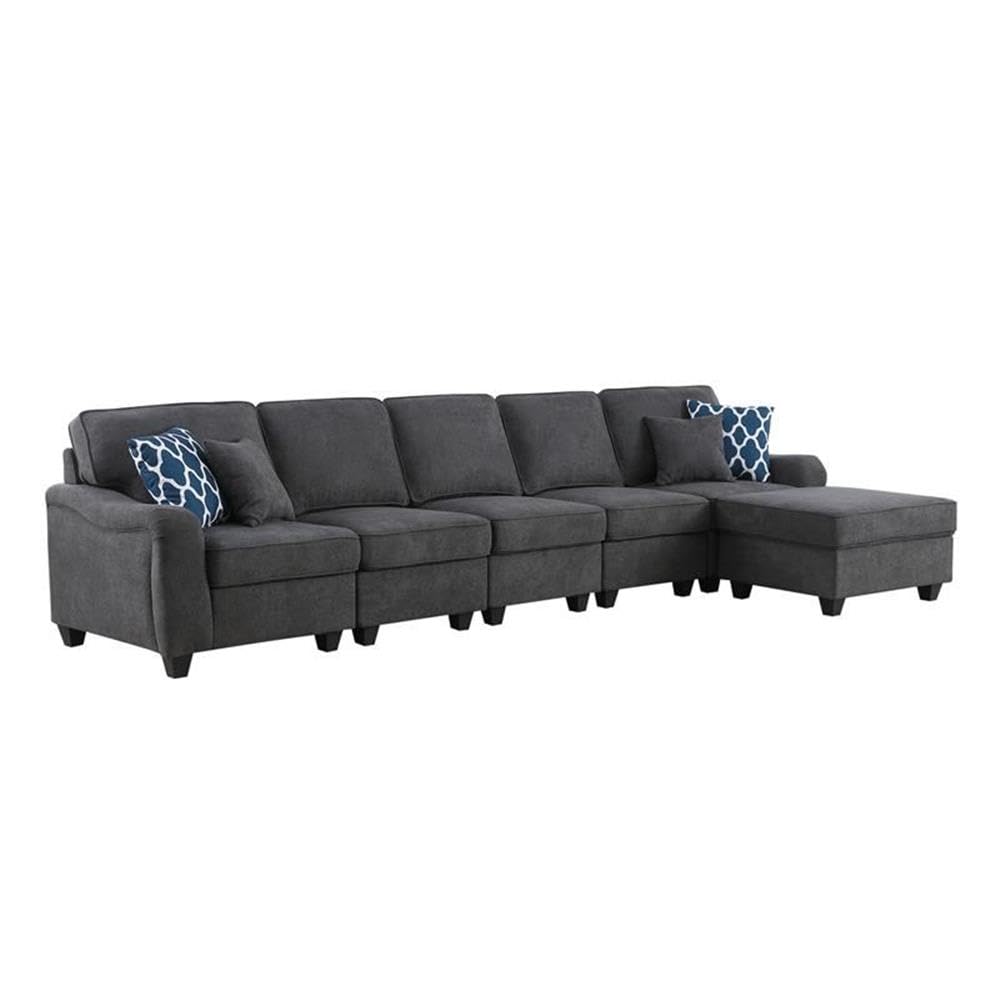Lilola Home Leo 6 Seater Sofa and Ottoman - Thumbnail 4