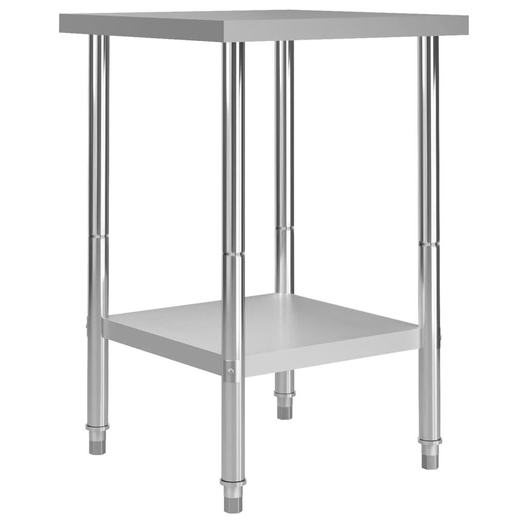 vidaXL Work Table, Stainless Steel Table for Restaurant Home and Hotel Commercial, Prep Work Table with Undershelf, Restaurant S