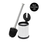 Bath Bliss Toilet Brush And Holder | Self Closing Lid | 360 Degree Brush Head | Bathroom Cleaning | Compact Size | Storage And O
