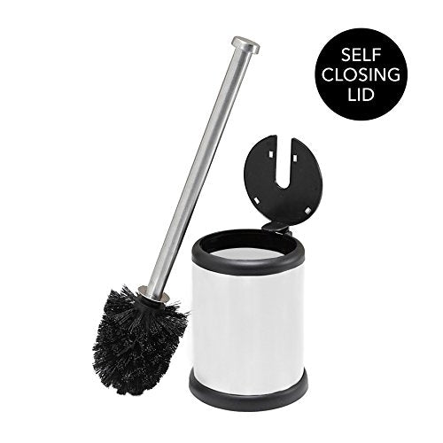 Bath Bliss Toilet Brush And Holder | Self Closing Lid | 360 Degree Brush Head | Bathroom Cleaning | Compact Size | Storage And O
