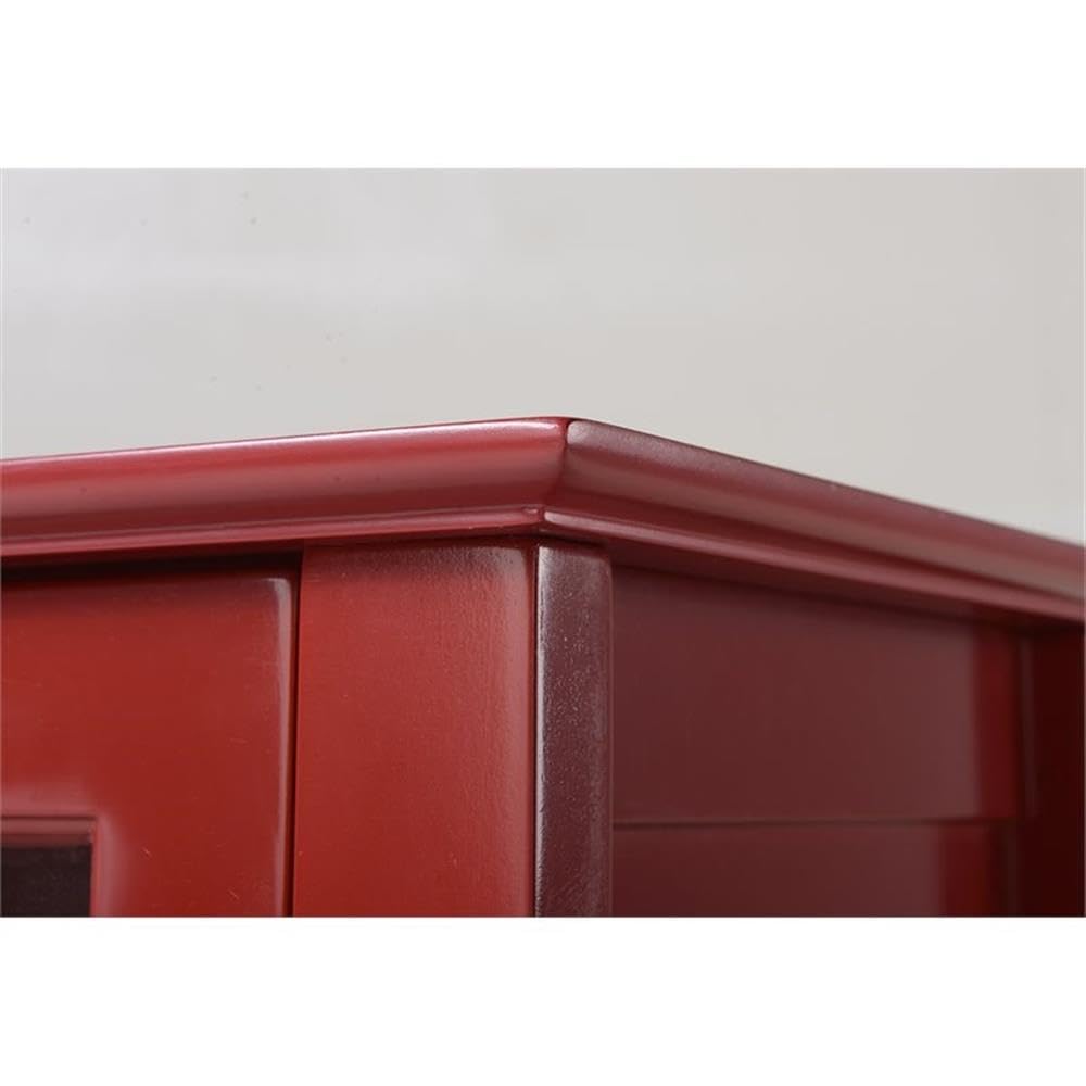 American Furniture Classics OS Home and Office Accent and Display Cabine Glass Door Cabinet, Red Paint