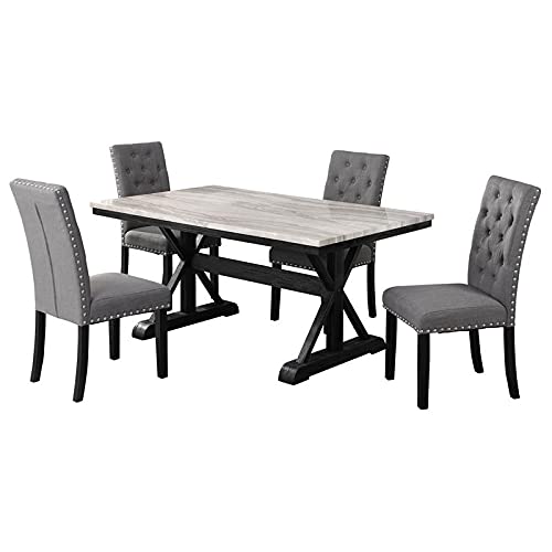 Best Quality Furniture 5 Piece Dining Furniture Set, Gray