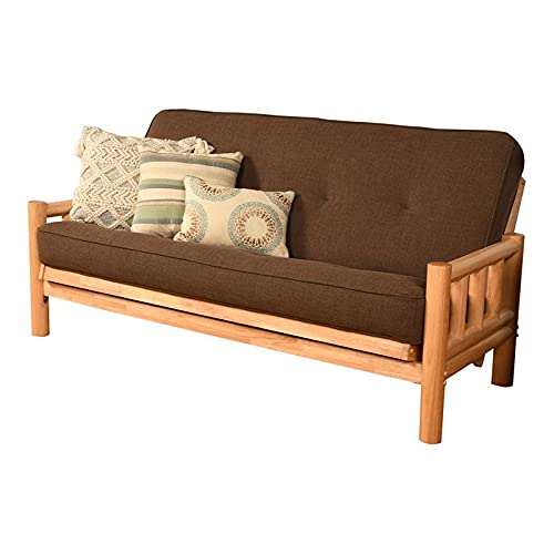 Kodiak Furniture Lodge Futon with Linen Fabric Mattress in Natural/Cocoa Brown
