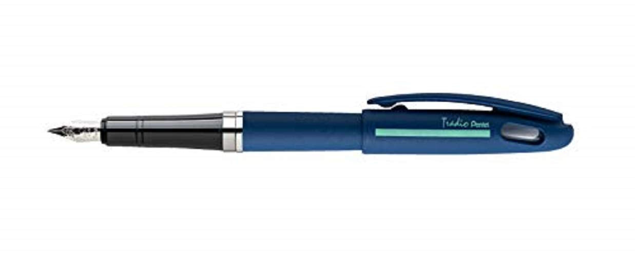 Pentel Tradio Trf99A-C, Sport Chic Range Fountain Pen Matte Black Body, Blue Refillable Ink Midnight Blue