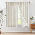Jinchan Linen Blend Beige Curtains 72 Inches Long For Living Room Farmhouse Rod Pocket Back Tab Light Filtering Window Drapes With Lined For Bedroom Crude 2 Panels Ecru