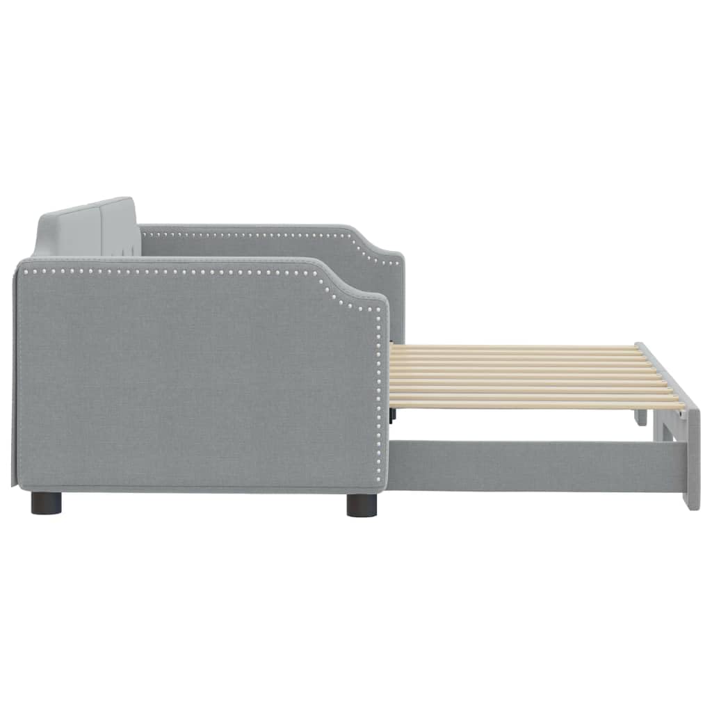vidaXL Light Gray Daybed with Trundle, Versatile 2-in-1 Sofa and Bed, Modern Design, Comfortable Fabric Upholstery, Wood and Metal Frame