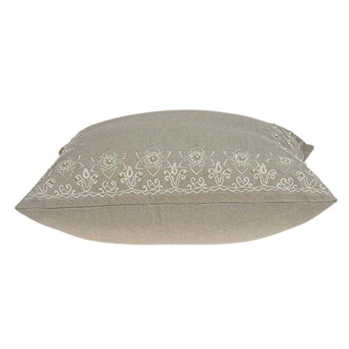 HomeRoots 100% Cotton Parkland Collection Neera Transitional Beige Pillow Cover with Poly Insert
