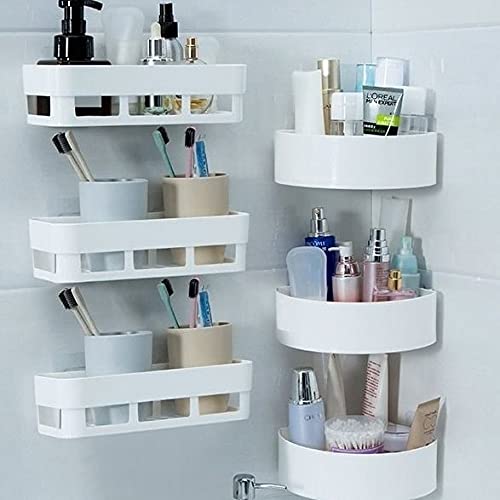 SHOPITECH Combo of 6 PCS Bathroom Shelf Rack/Kitchen Shelf/Wardrobe Shelf/Rack Plastic Wall Shelf (3 Bathroom Shelves + 3 Corner
