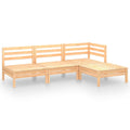 vidaXL 4-Piece Wooden Patio Lounge Set - Solid Pinewood Construction - Rustic Charm - Outdoor Garden Furniture - Easy Maintenance and Assembly - Modular Design