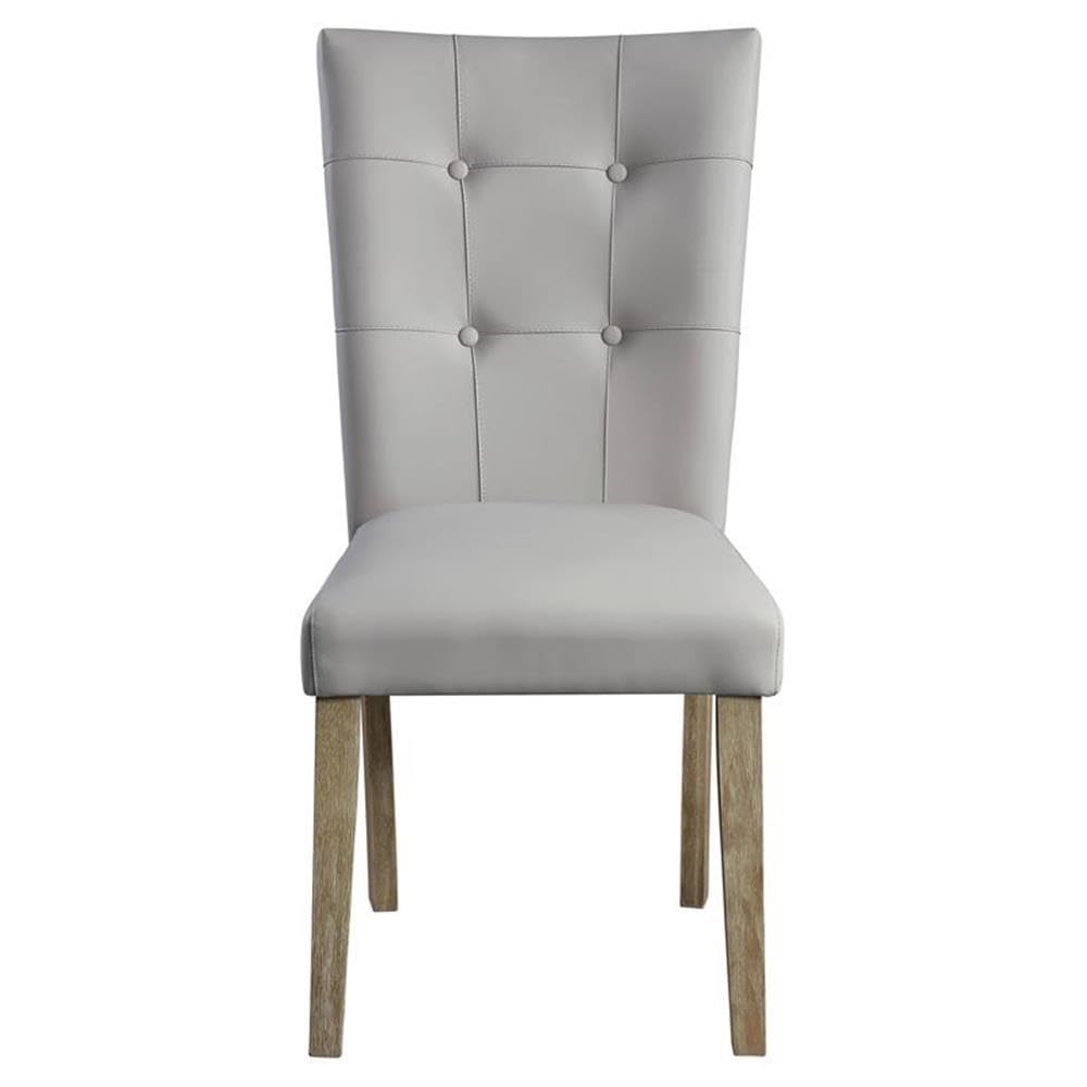 Acme Charnell Faux Leather Upholstery Side Chair in Gray and Oak (Set of 2)