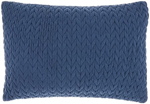 HomeRoots 100% Cotton Blue Chunky Braid Lumbar Pillow