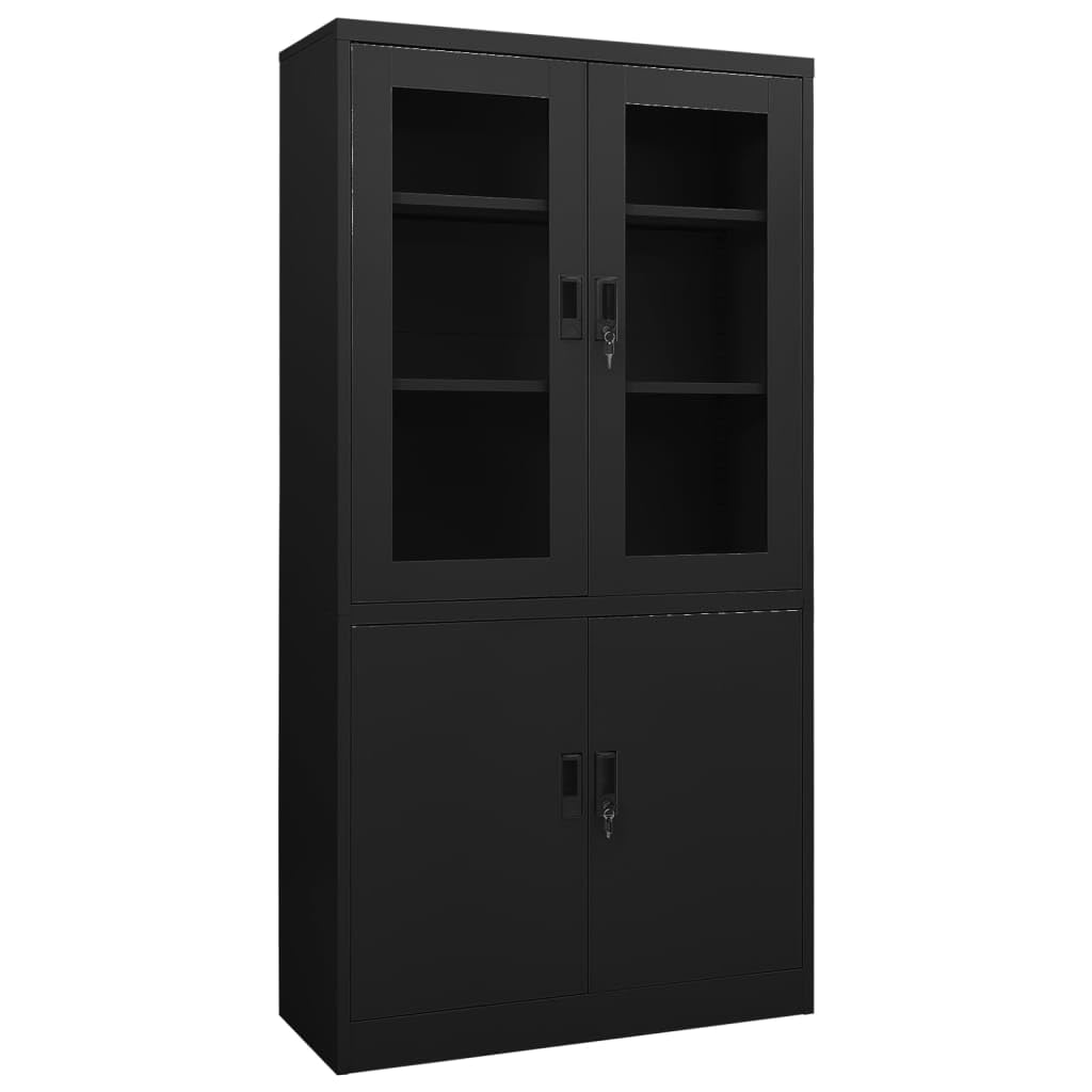 vidaXL Office Cabinet Black 35.4&quot;x15.7&quot;x70.9&quot; Steel
