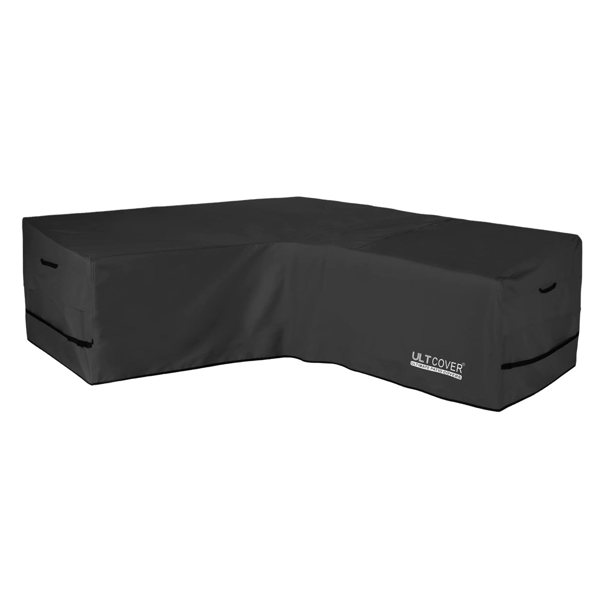 Ultcover Patio V-Shaped Sofa Cover Waterproof For 7-Seater Outdoor Sectional Furniture Couch 105 Inch Wide, Black