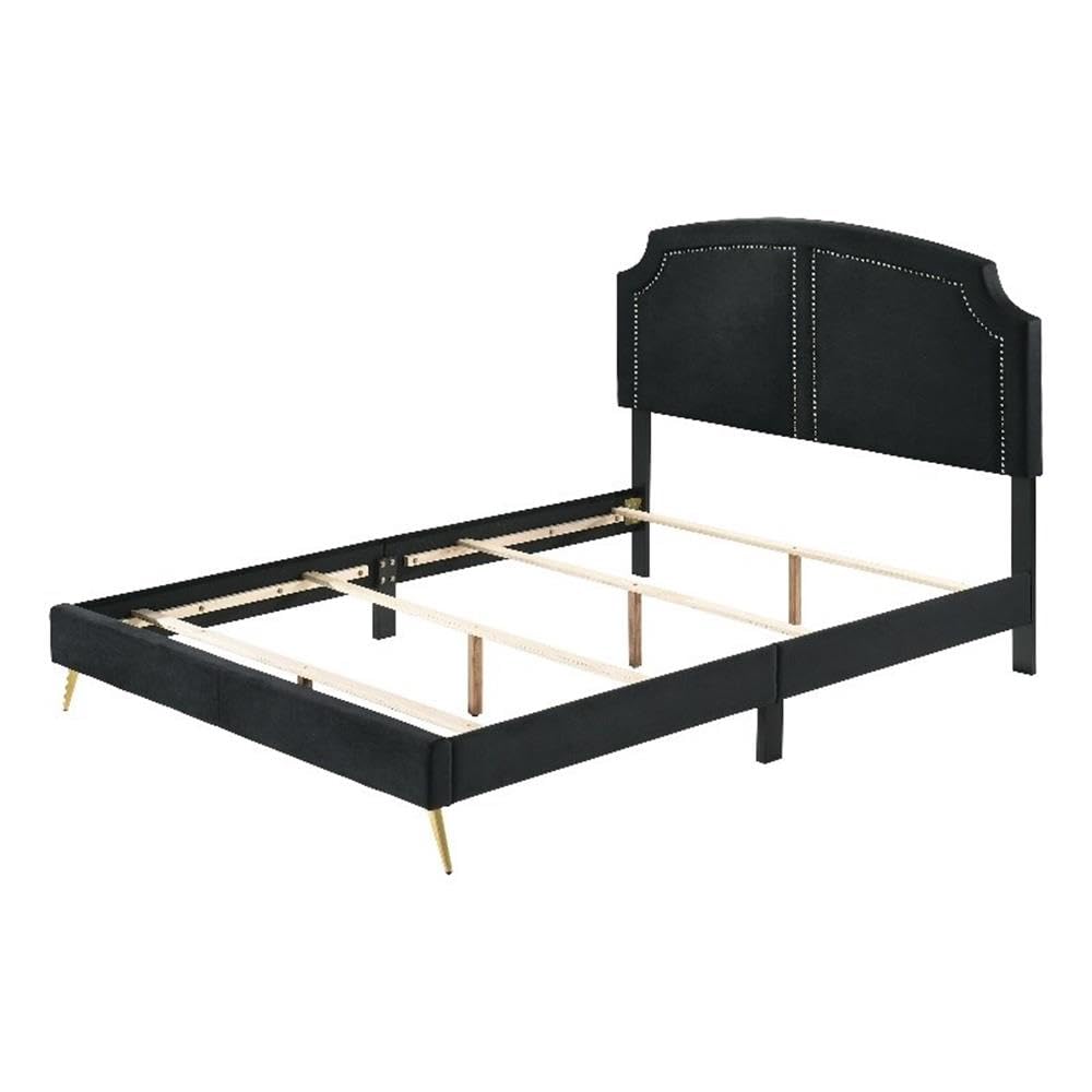 Acme Zeena Eastern King Bed in Black Velvet