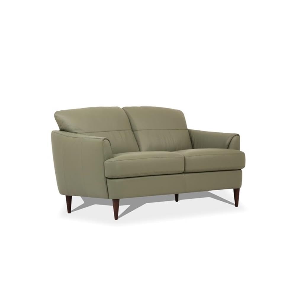 Acme Tacoma Leather Loveseat In Moss Green